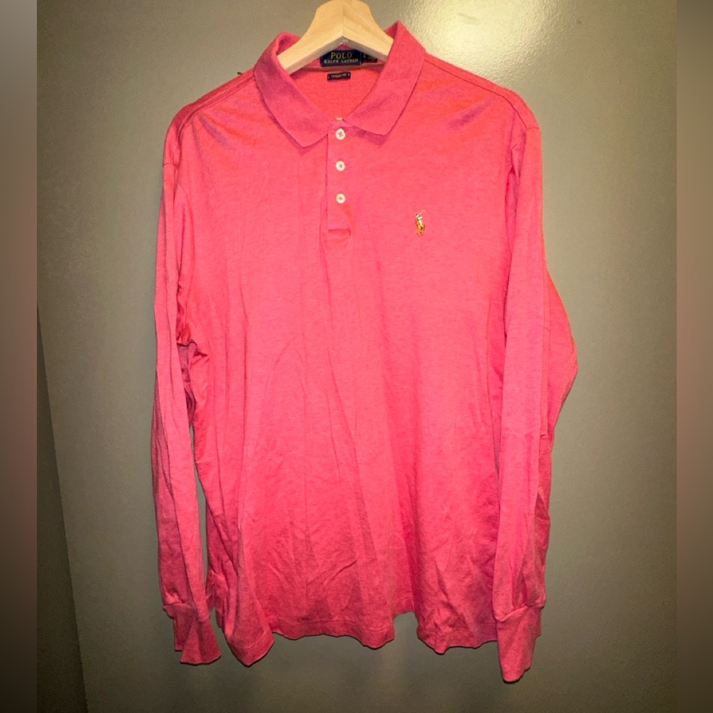 Ralph Lauren pink cotton long sleeve polo